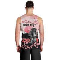Personalised Japan Samurai Warrior Men Tank Top Japanese Cherry Blossom Polynesian Pattern - Polynesian Pride