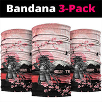 Personalised Japan Samurai Warrior Neck Gaiter Japanese Cherry Blossom Polynesian Pattern - Polynesian Pride