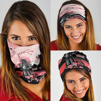 Personalised Japan Samurai Warrior Neck Gaiter Japanese Cherry Blossom Polynesian Pattern - Polynesian Pride