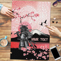 Personalised Japan Samurai Warrior Puzzle Japanese Cherry Blossom Polynesian Pattern - Polynesian Pride