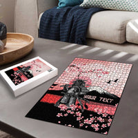 Personalised Japan Samurai Warrior Puzzle Japanese Cherry Blossom Polynesian Pattern - Polynesian Pride