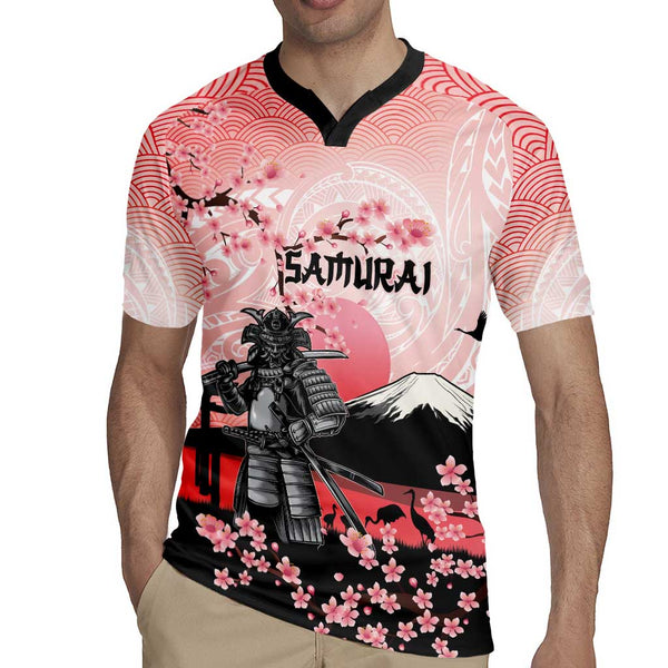 Personalised Japan Samurai Warrior Rugby Jersey Japanese Cherry Blossom ...