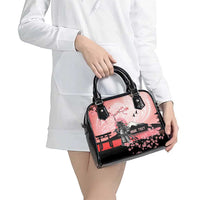 Personalised Japan Samurai Warrior Shoulder Handbag Japanese Cherry Blossom Polynesian Pattern - Polynesian Pride