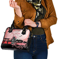 Personalised Japan Samurai Warrior Shoulder Handbag Japanese Cherry Blossom Polynesian Pattern - Polynesian Pride