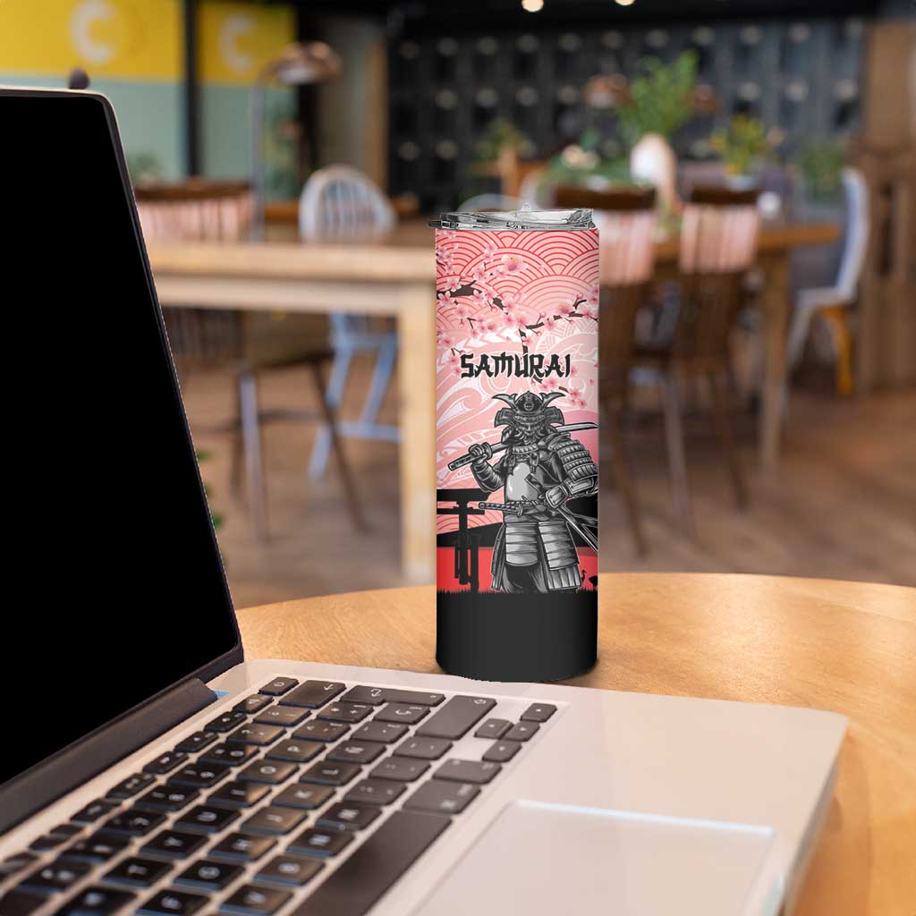 Personalised Japan Samurai Warrior Skinny Tumbler Japanese Cherry Blossom Polynesian Pattern LT14 - Polynesian Pride