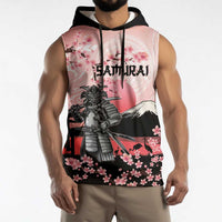 Personalised Japan Samurai Warrior Sleeveless Hoodie Japanese Cherry Blossom Polynesian Pattern - Polynesian Pride