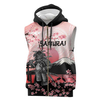 Personalised Japan Samurai Warrior Sleeveless Zip Hoodie Japanese Cherry Blossom Polynesian Pattern - Polynesian Pride