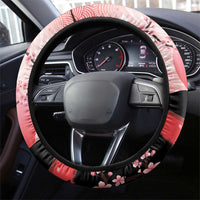 Japan Samurai Warrior Steering Wheel Cover Japanese Cherry Blossom Polynesian Pattern - Polynesian Pride