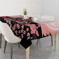 Personalised Japan Samurai Warrior Tablecloth Japanese Cherry Blossom Polynesian Pattern - Polynesian Pride