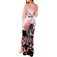 Personalised Japan Samurai Warrior Tank Maxi Dress Japanese Cherry Blossom Polynesian Pattern - Polynesian Pride