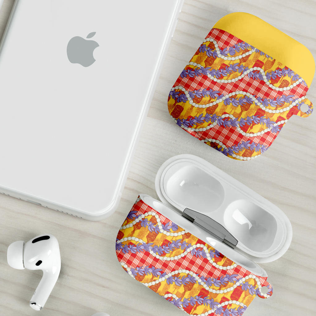 Hawaii Kahili Palaka Motifs AirPods Case Hawaiian Honohono Pikake Lei