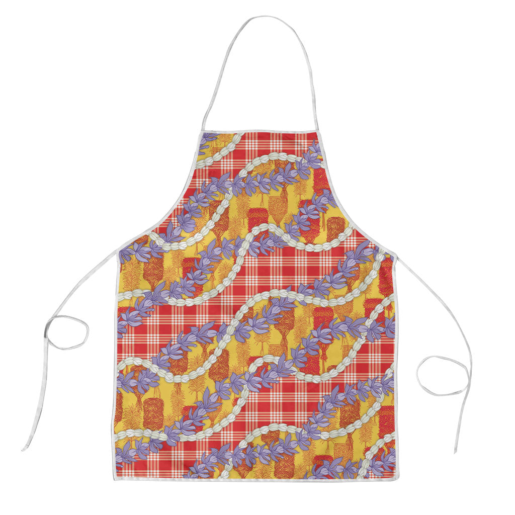 Hawaii Kahili Palaka Motifs Apron Hawaiian Honohono Pikake Lei