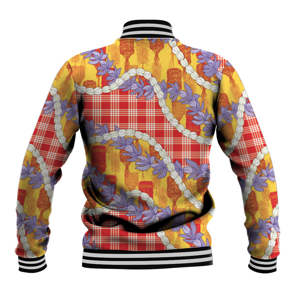 Hawaii Kahili Palaka Motifs Baseball Jacket Hawaiian Honohono Pikake Lei