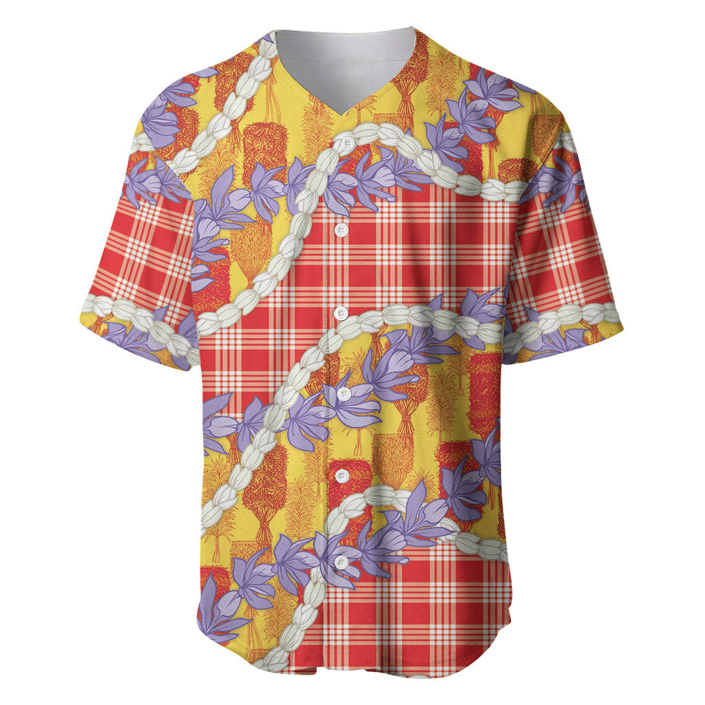 Hawaii Kahili Palaka Motifs Baseball Jersey Hawaiian Honohono Pikake Lei LT14 Red - Polynesian Pride