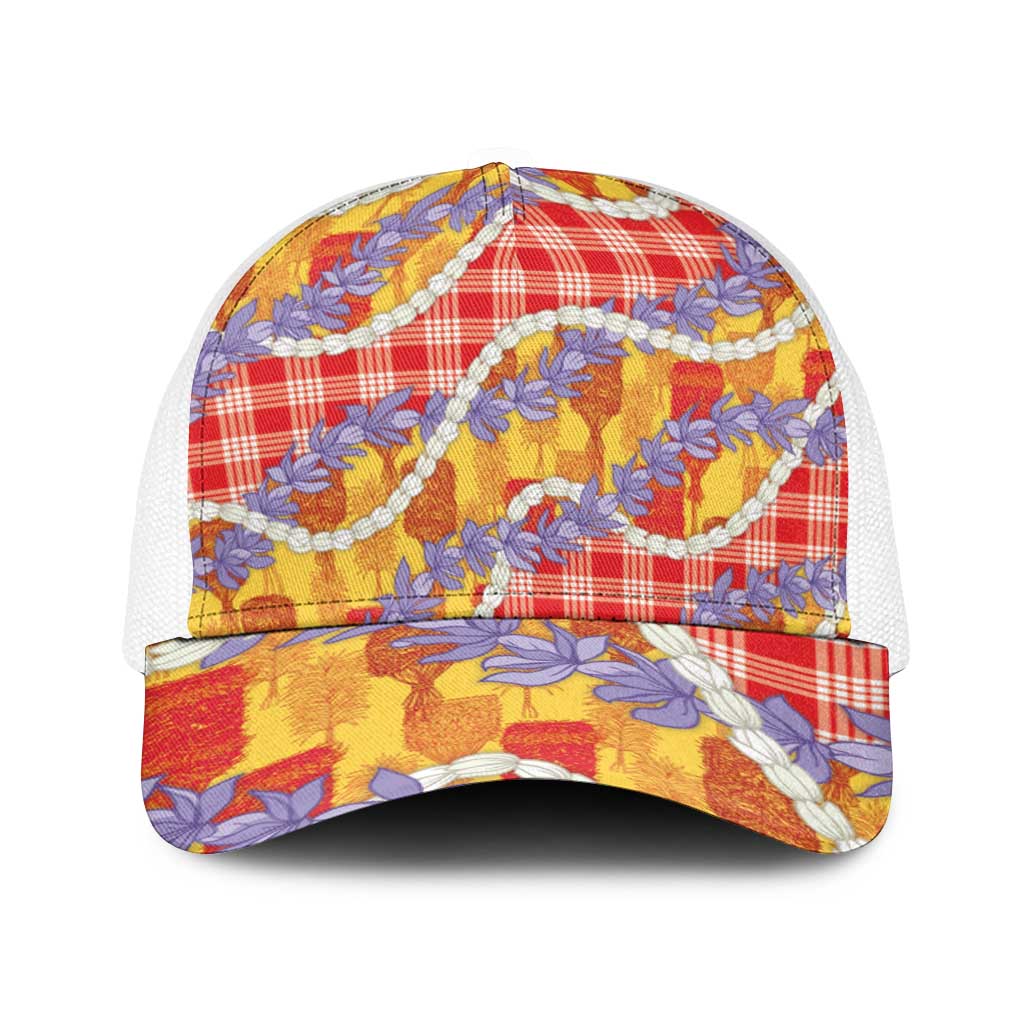 Hawaii Kahili Palaka Motifs Baseball Net Cap Hawaiian Honohono Pikake Lei