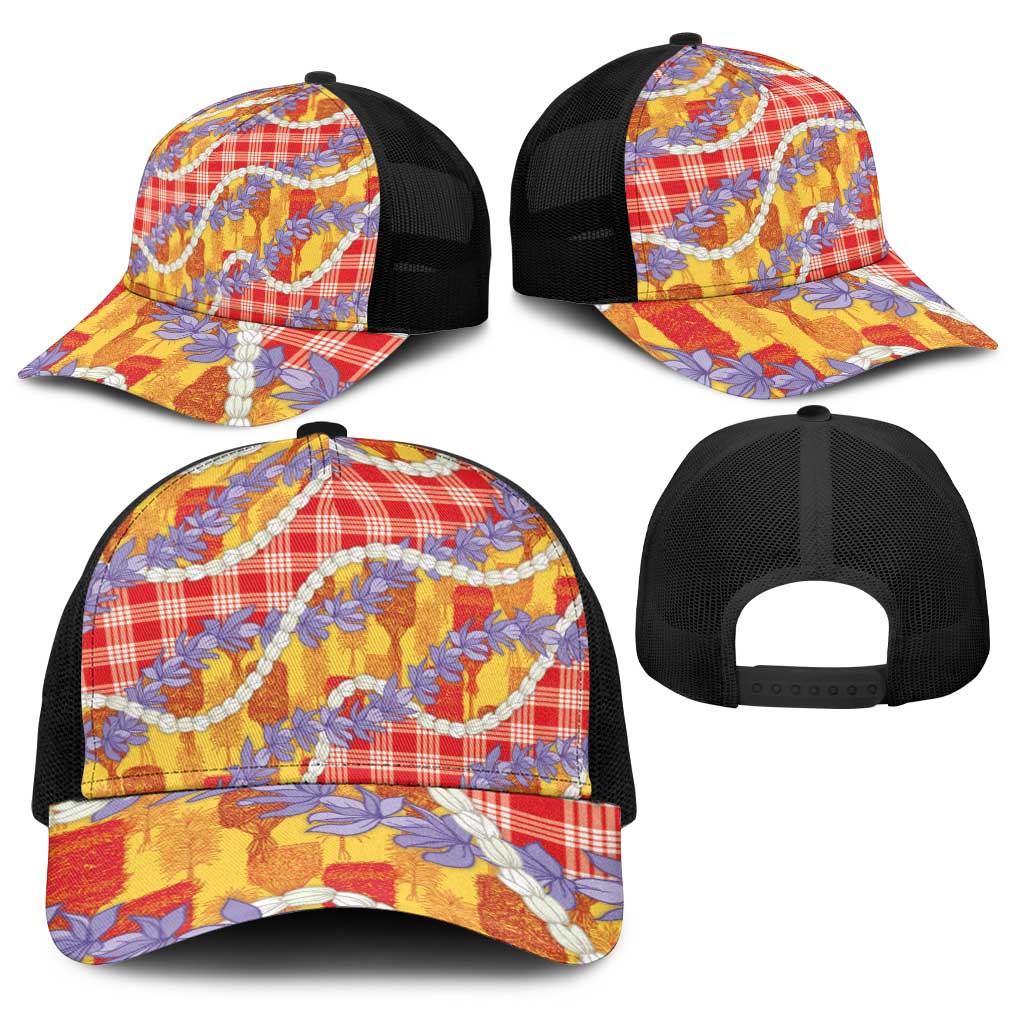 Hawaii Kahili Palaka Motifs Baseball Net Cap Hawaiian Honohono Pikake Lei