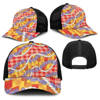 Hawaii Kahili Palaka Motifs Baseball Net Cap Hawaiian Honohono Pikake Lei