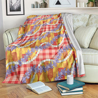 Hawaii Kahili Palaka Motifs Blanket Hawaiian Honohono Pikake Lei