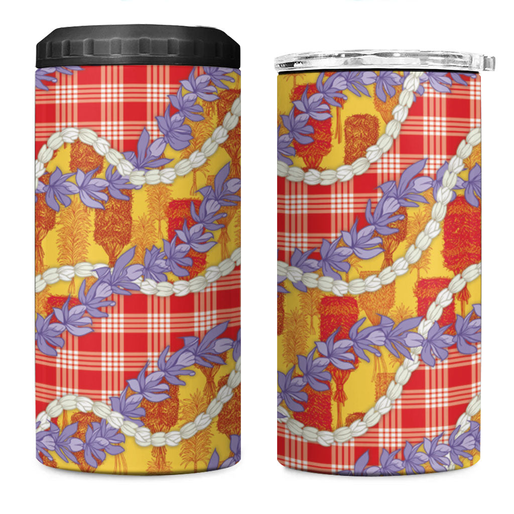 Hawaii Kahili Palaka Motifs 4 in 1 Can Cooler Tumbler Hawaiian Honohono Pikake Lei LT14 One Size: 16 oz Red - Polynesian Pride