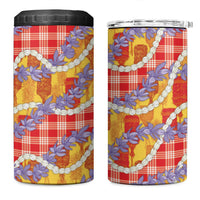 Hawaii Kahili Palaka Motifs 4 in 1 Can Cooler Tumbler Hawaiian Honohono Pikake Lei
