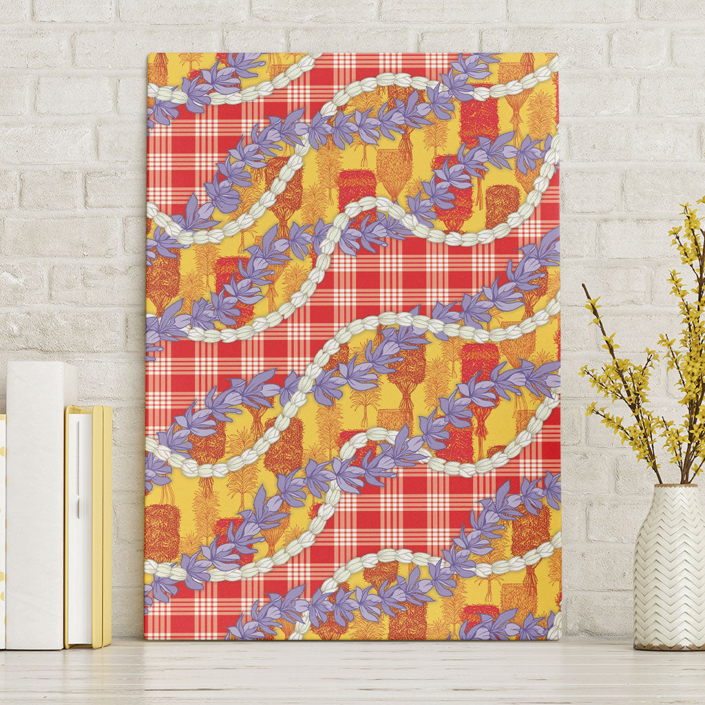 Hawaii Kahili Palaka Motifs Canvas Wall Art Hawaiian Honohono Pikake Lei LT14 Without Frame Red - Polynesian Pride