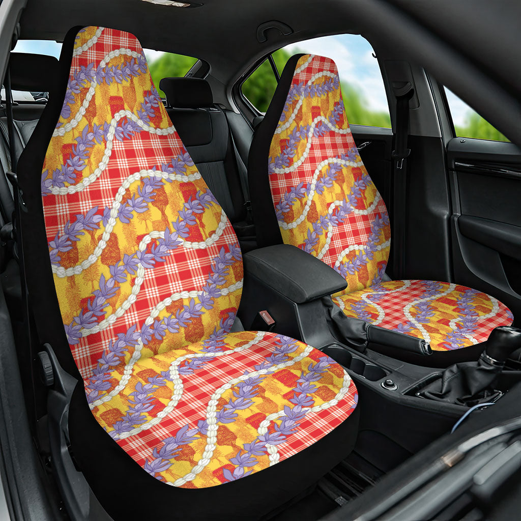 Hawaii Kahili Palaka Motifs Car Seat Cover Hawaiian Honohono Pikake Lei LT14 One Size Red - Polynesian Pride