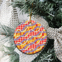Hawaii Kahili Palaka Motifs Ceramic Ornament Hawaiian Honohono Pikake Lei
