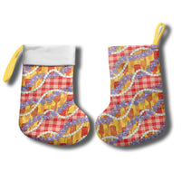 Hawaii Kahili Palaka Motifs Christmas Stocking Hawaiian Honohono Pikake Lei