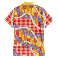 Hawaii Kahili Palaka Motifs Family Matching Puletasi and Hawaiian Shirt Hawaiian Honohono Pikake Lei