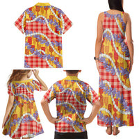 Hawaii Kahili Palaka Motifs Family Matching Tank Maxi Dress and Hawaiian Shirt Hawaiian Honohono Pikake Lei