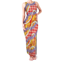 Hawaii Kahili Palaka Motifs Family Matching Tank Maxi Dress and Hawaiian Shirt Hawaiian Honohono Pikake Lei