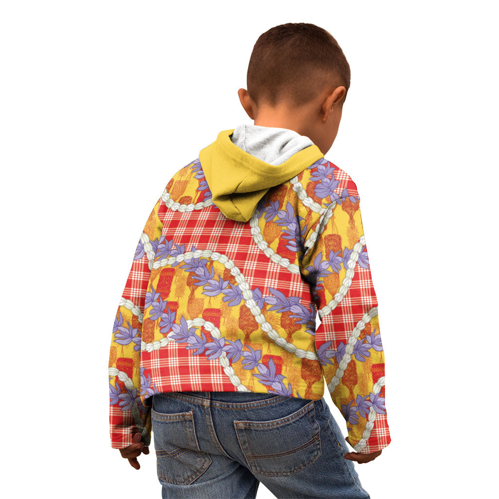 Hawaii Kahili Palaka Motifs Kid Hoodie Hawaiian Honohono Pikake Lei