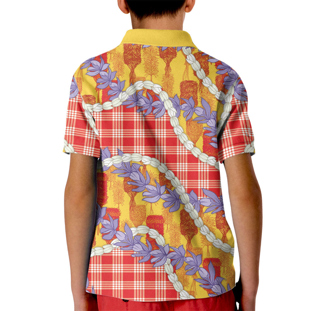 Hawaii Kahili Palaka Motifs Kid Polo Shirt Hawaiian Honohono Pikake Lei