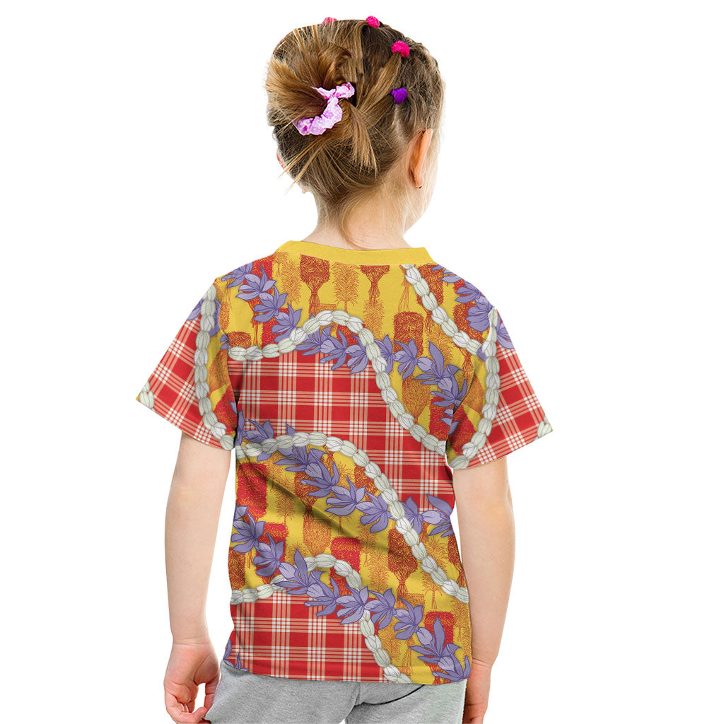 Hawaii Kahili Palaka Motifs Kid T Shirt Hawaiian Honohono Pikake Lei