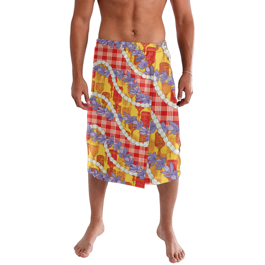 Hawaii Kahili Palaka Motifs Lavalava Hawaiian Honohono Pikake Lei LT14 Red - Polynesian Pride