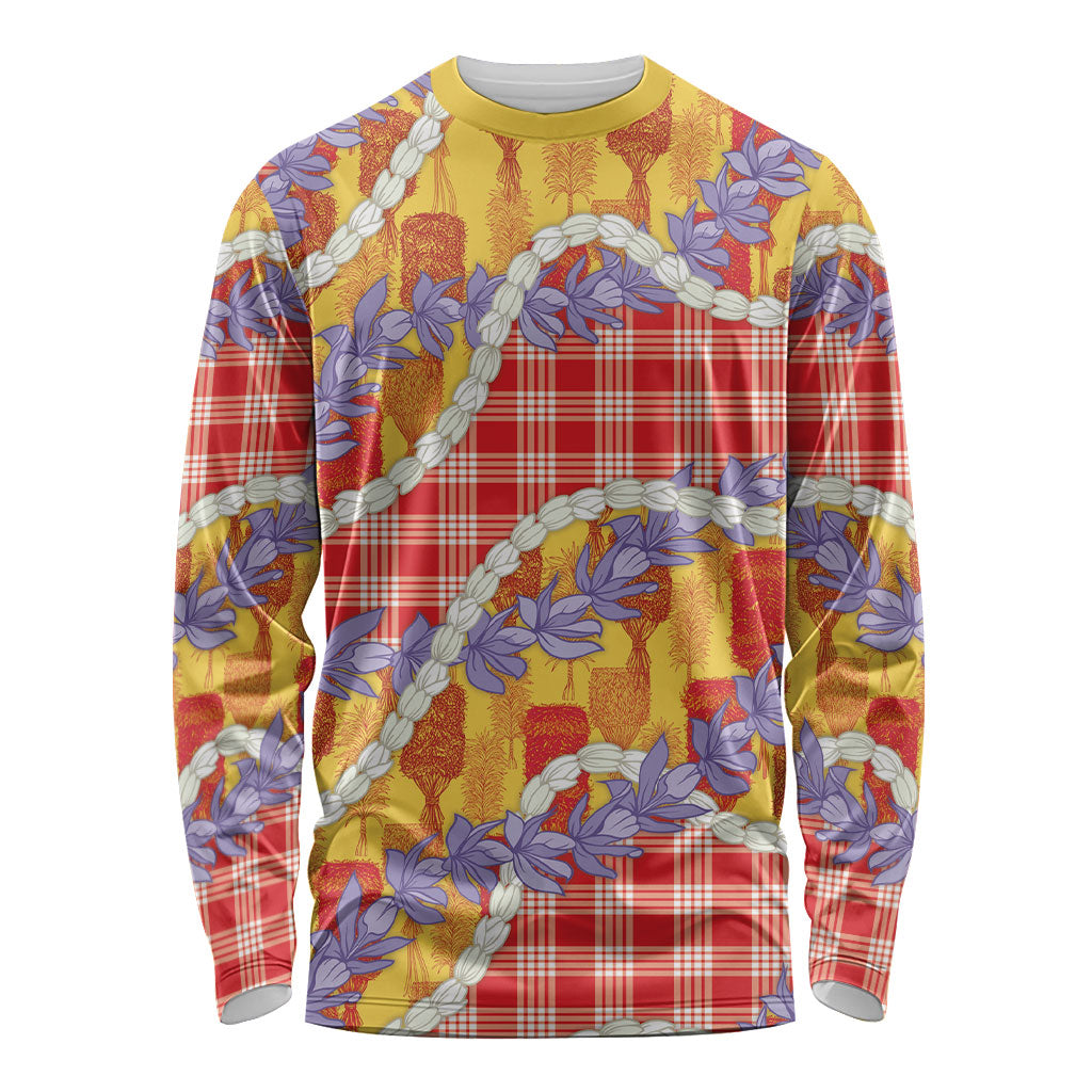 Hawaii Kahili Palaka Motifs Long Sleeve Shirt Hawaiian Honohono Pikake Lei LT14 Unisex Red - Polynesian Pride