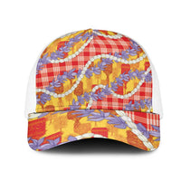 Hawaii Kahili Palaka Motifs Mesh Trucker Cap Hawaiian Honohono Pikake Lei