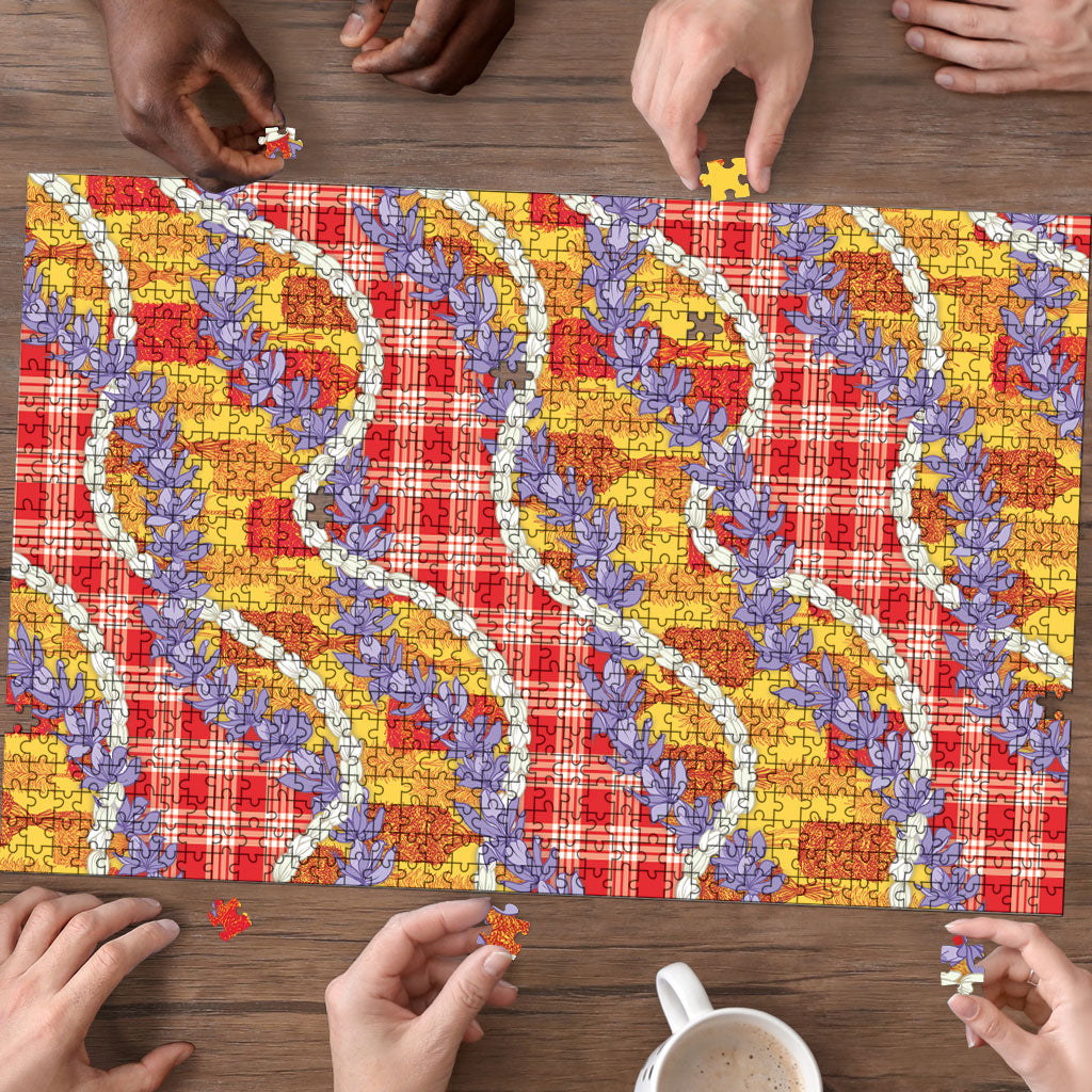 Hawaii Kahili Palaka Motifs Puzzle Hawaiian Honohono Pikake Lei