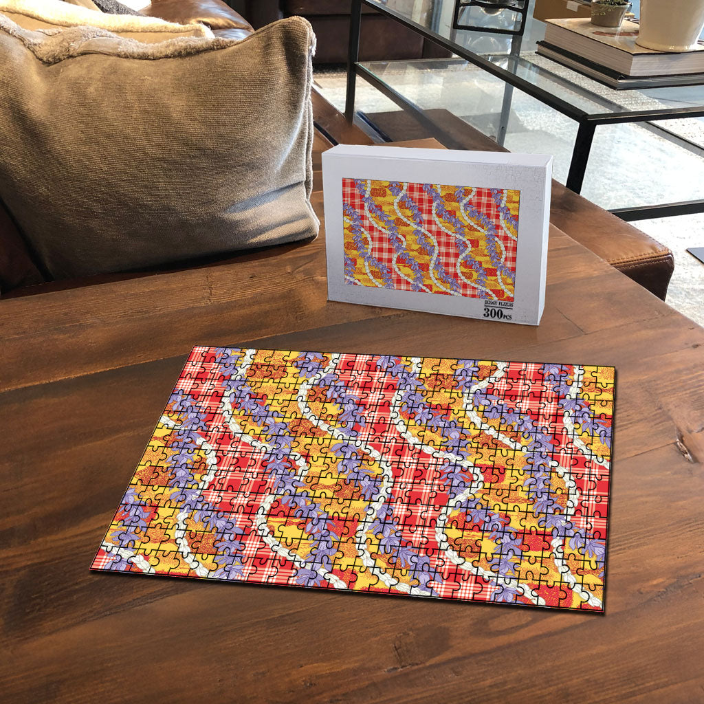 Hawaii Kahili Palaka Motifs Puzzle Hawaiian Honohono Pikake Lei
