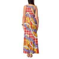 Hawaii Kahili Palaka Motifs Tank Maxi Dress Hawaiian Honohono Pikake Lei