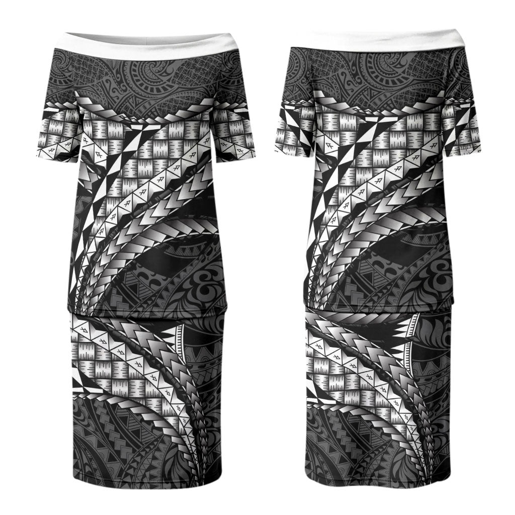 Hawaii Lauhala Tattoo Couples Matching Puletasi and Hawaiian Shirt Hawaiian Hala Leaf Weaving LT14 - Polynesian Pride