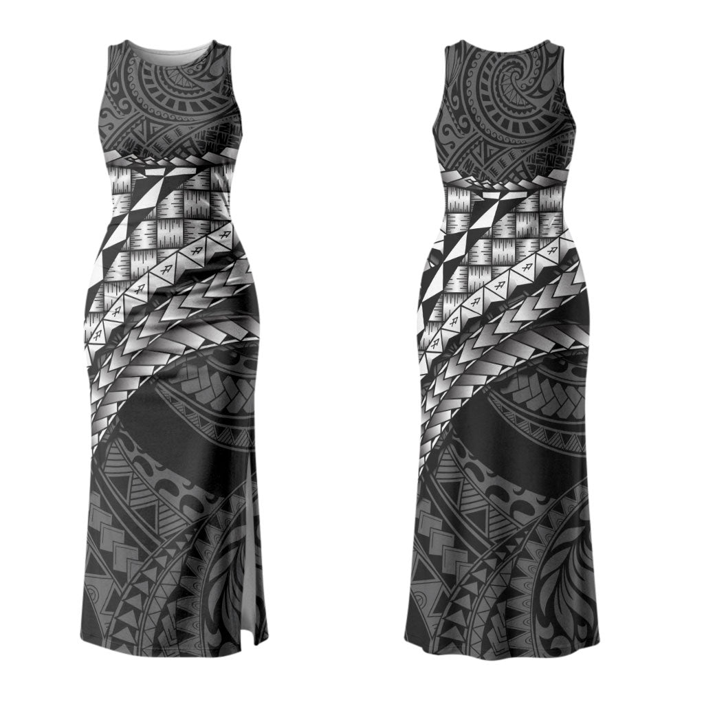 Hawaii Lauhala Tattoo Couples Matching Tank Maxi Dress and Hawaiian Shirt Hawaiian Hala Leaf Weaving LT14 - Polynesian Pride
