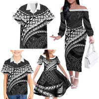 Hawaii Lauhala Tattoo Family Matching Off The Shoulder Long Sleeve Dress and Hawaiian Shirt Hawaiian Hala Leaf Weaving