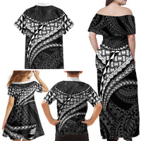 Hawaii Lauhala Tattoo Family Matching Off Shoulder Maxi Dress and Hawaiian Shirt Hawaiian Hala Leaf Weaving