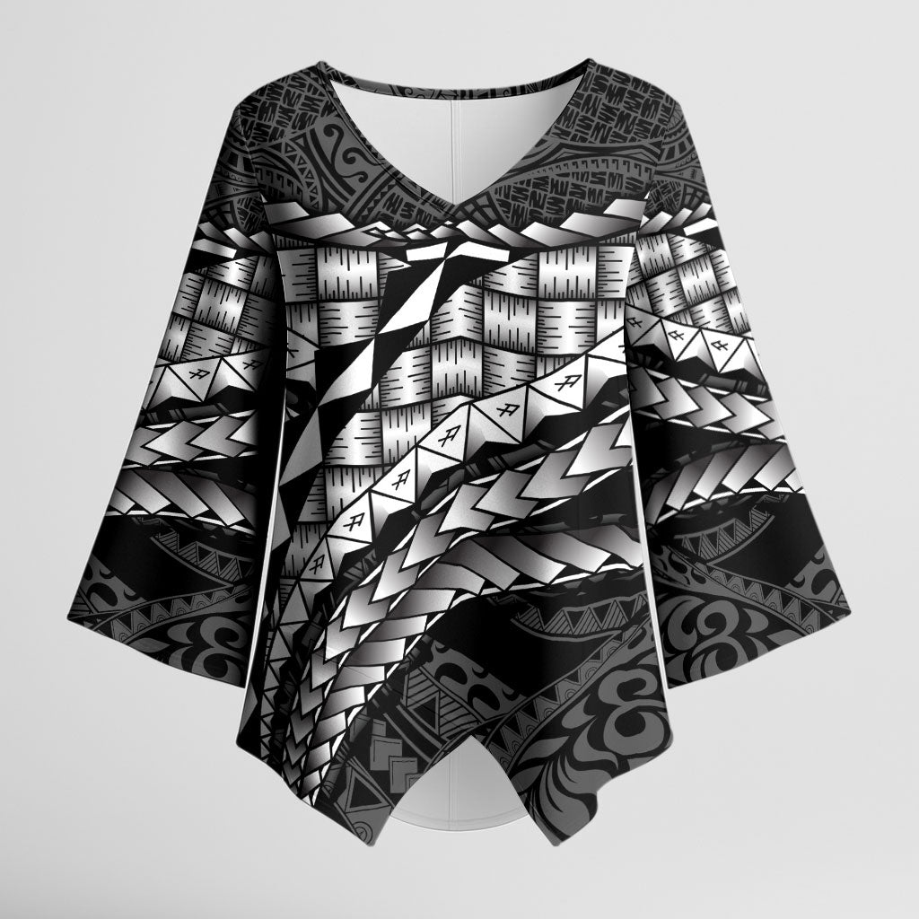 Hawaii Lauhala Tattoo Kimono Sleeve Blouse Hawaiian Hala Leaf Weaving LT14 Female Black - Polynesian Pride