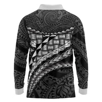Hawaii Lauhala Tattoo Long Sleeve Polo Shirt Hawaiian Hala Leaf Weaving