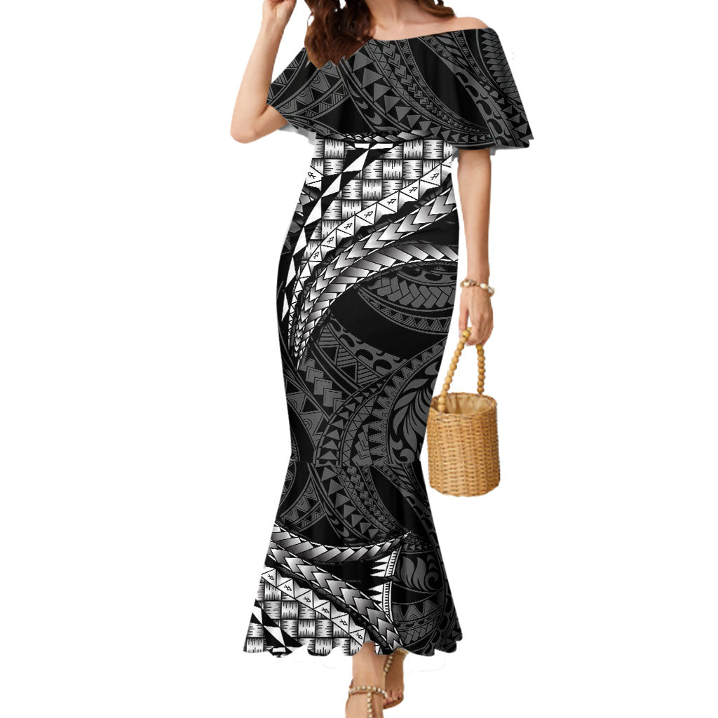 Hawaii Lauhala Tattoo Mermaid Dress Hawaiian Hala Leaf Weaving LT14 Women Black - Polynesian Pride