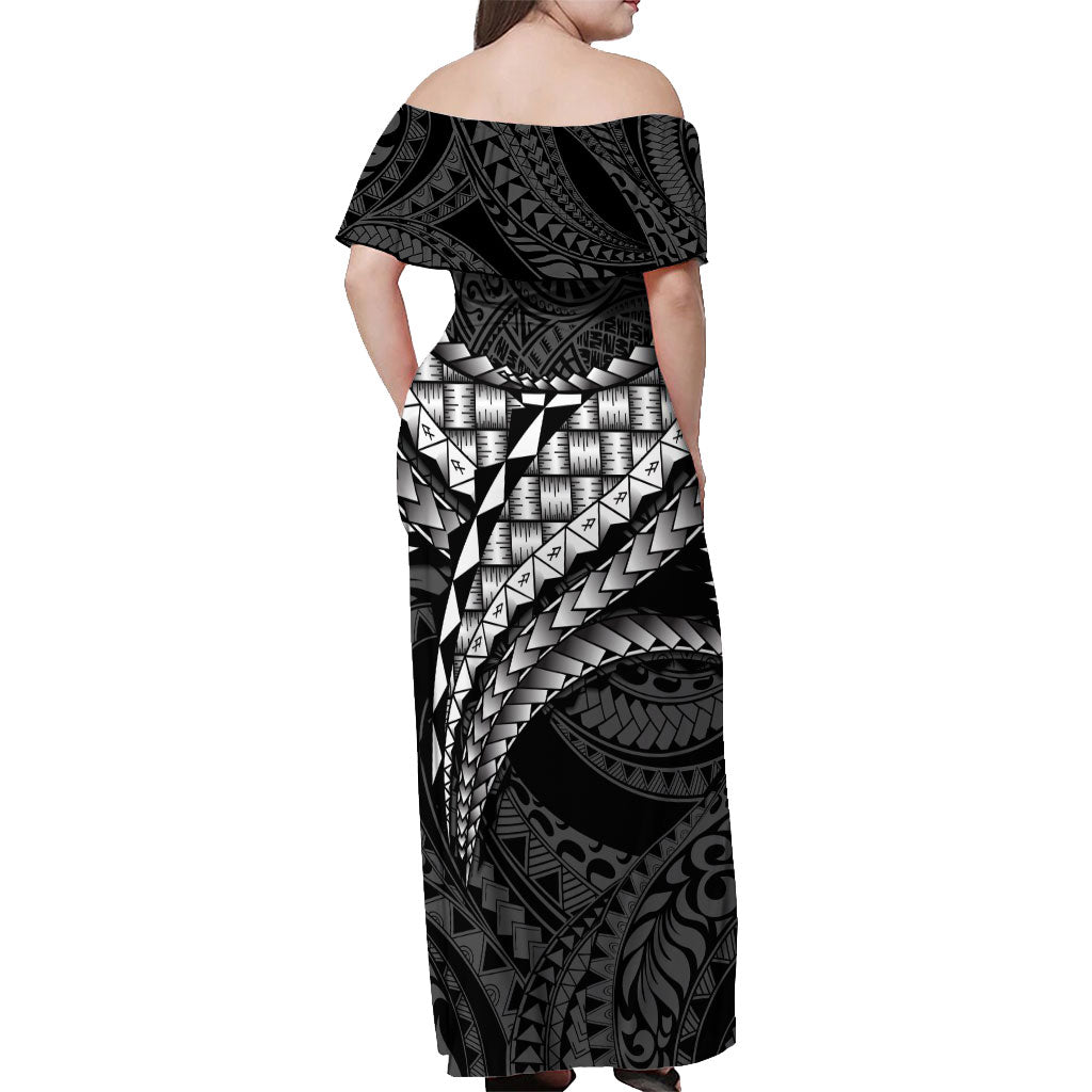 Hawaii Lauhala Tattoo Off Shoulder Maxi Dress Hawaiian Hala Leaf Weaving