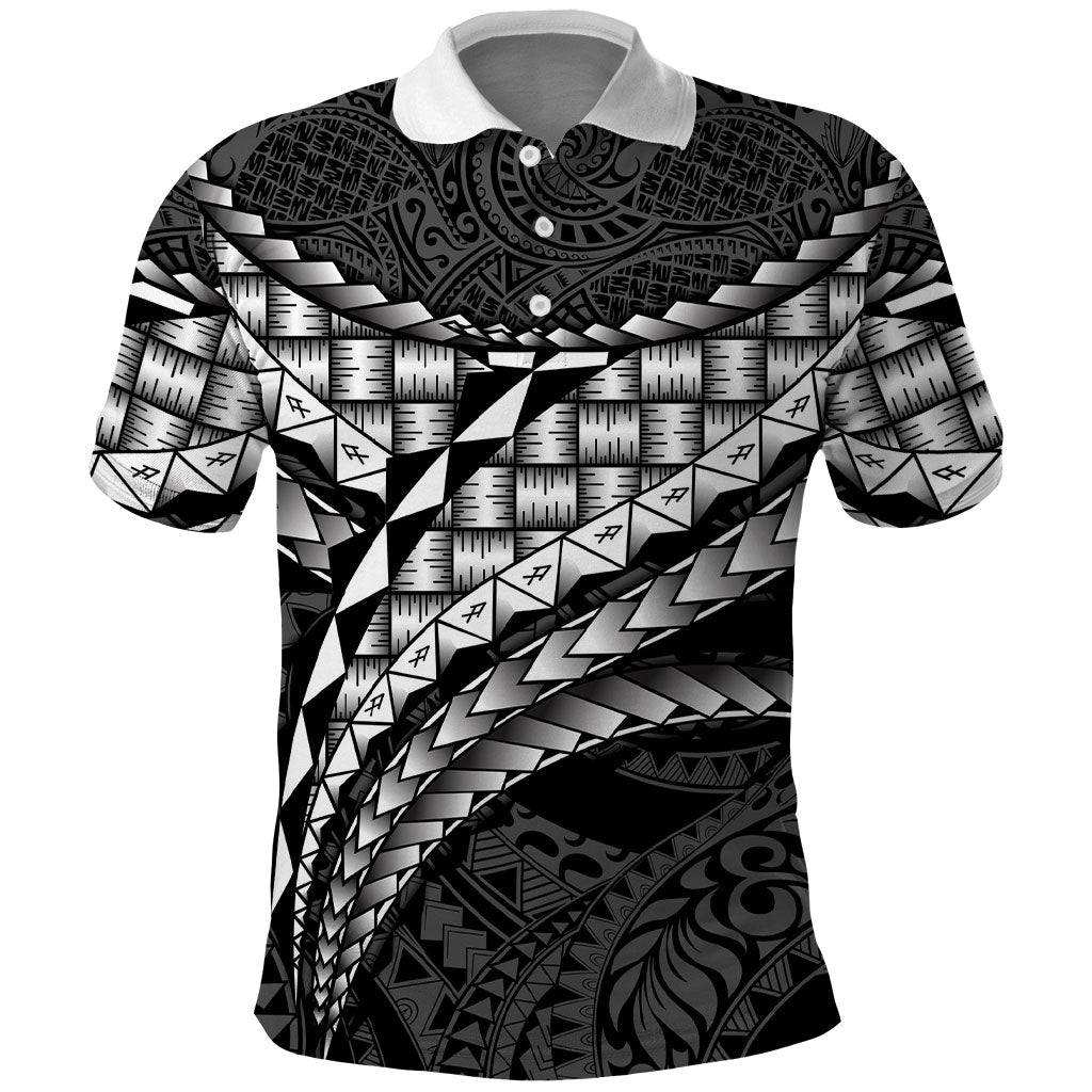 Hawaii Lauhala Tattoo Polo Shirt Hawaiian Hala Leaf Weaving LT14 Black - Polynesian Pride