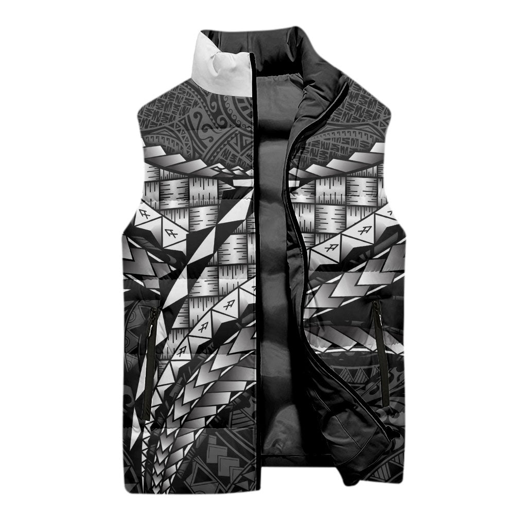 Hawaii Lauhala Tattoo Sleeveless Puffer Jacket Hawaiian Hala Leaf Weaving